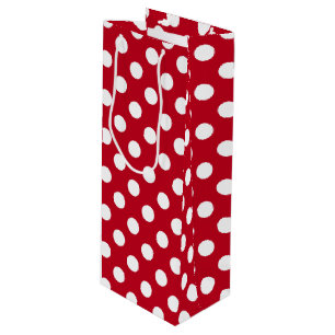 White polka dots on red wine gift bag