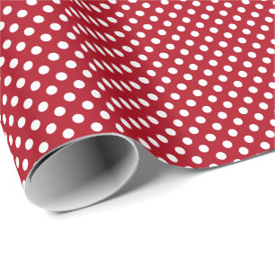 White Polka Dots on Red Wrapping Paper