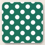 White polka dots on sage green coaster<br><div class="desc">White polka dots on sage green</div>