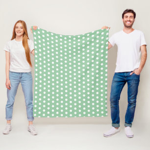 White Polka Dots on Sage Green  Fleece Blanket