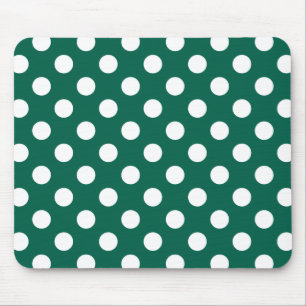 White polka dots on sage green mouse pad