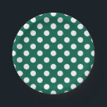 White polka dots on sage green paper plate<br><div class="desc">White polka dots on sage green</div>