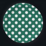 White polka dots on sage green paper plate<br><div class="desc">White polka dots on sage green</div>