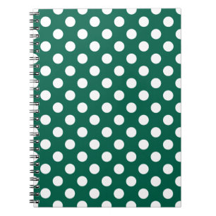 White polka dots on sage green spiral notebook