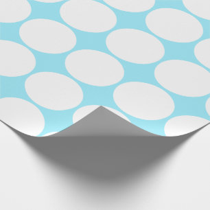White Polka Dots on Summer Sky Blue Wrapping Paper