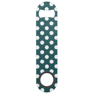 White polka dots on teal