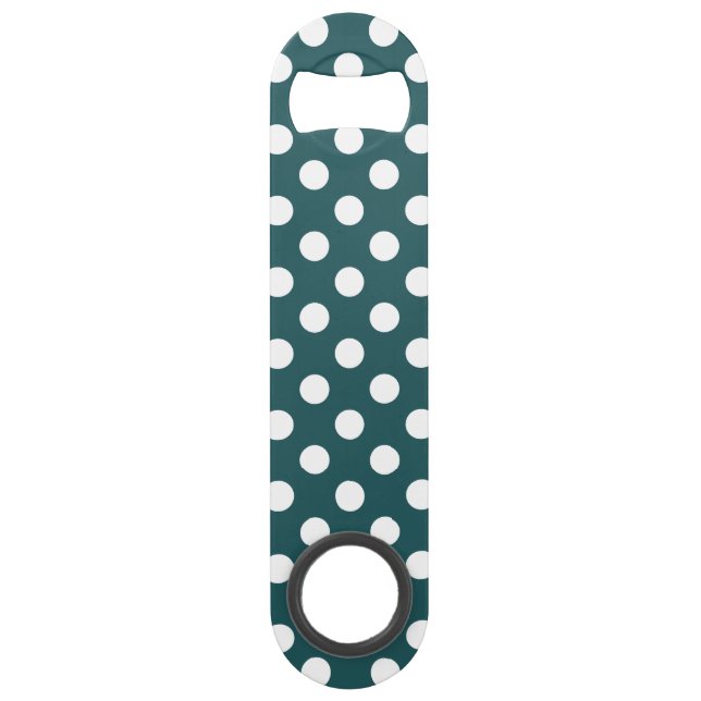 White polka dots on teal (Front)