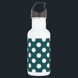 White polka dots on teal 532 ml water bottle<br><div class="desc">White polka dots on teal</div>