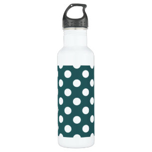 White polka dots on teal 710 ml water bottle