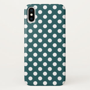 White polka dots on teal Case-Mate iPhone case