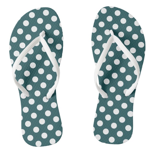 White polka dots on teal jandals (Footbed)