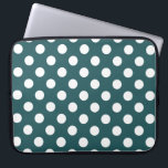 White polka dots on teal laptop sleeve<br><div class="desc">White polka dots on teal</div>