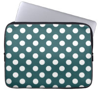 White polka dots on teal