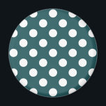 White polka dots on teal magnet<br><div class="desc">White polka dots on teal</div>