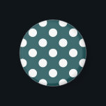 White polka dots on teal magnet<br><div class="desc">White polka dots on teal</div>
