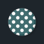White polka dots on teal magnet<br><div class="desc">White polka dots on teal</div>