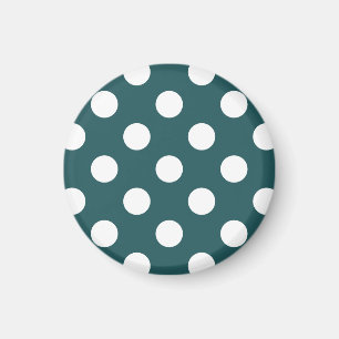 White polka dots on teal magnet