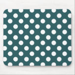 White polka dots on teal mouse pad<br><div class="desc">White polka dots on teal</div>