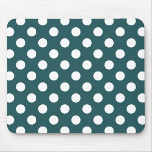 White polka dots on teal mouse pad
