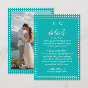 White Polka Dots on Teal – Personalised Wedding Enclosure Card