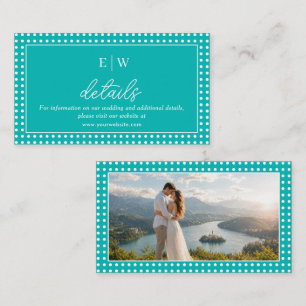 White Polka Dots on Teal – Personalised Wedding Enclosure Card