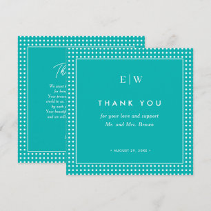 White Polka Dots on Teal – Personalised Wedding Thank You Card