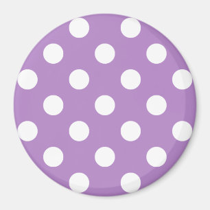 White Polka Dots on Thistle Purple Magnet