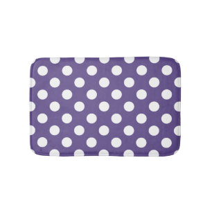 White polka dots on ultra violet bath mat