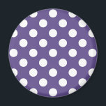 White polka dots on ultra violet magnet<br><div class="desc">Pantone's colour of the year for 2018 is ultra violet.</div>