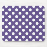 White polka dots on ultra violet mouse pad<br><div class="desc">Pantone's colour of the year for 2018 is ultra violet.</div>