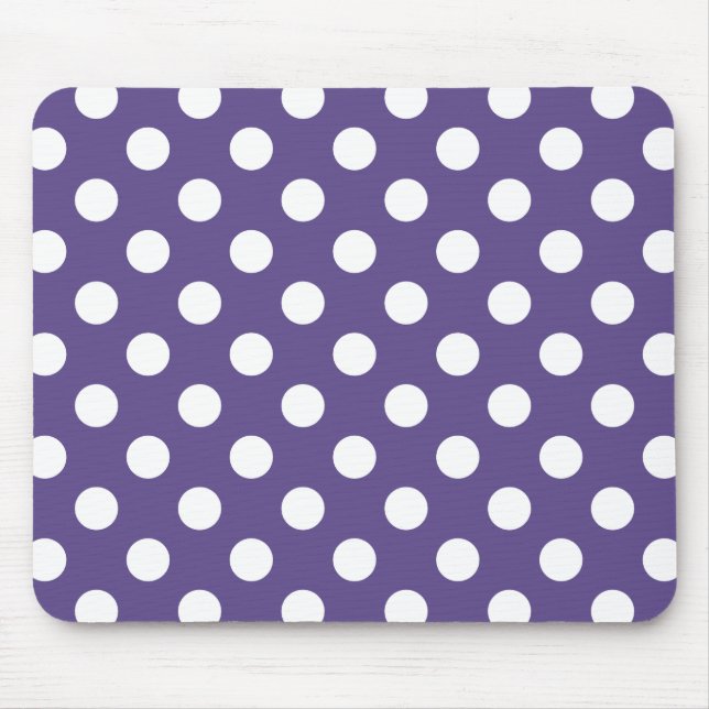White polka dots on ultra violet mouse pad (Front)