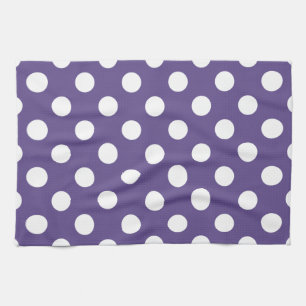 White polka dots on ultra violet tea towel