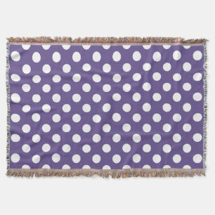 White polka dots on ultra violet throw blanket