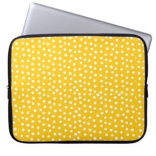 White polka dots on yellow seamless pattern laptop sleeve
