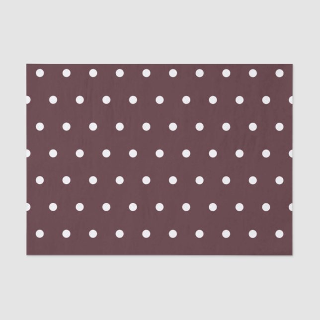 White Polka Dots Pattern on Burnt Burgundy Tissue Paper (Front)