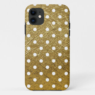 white polka dots pattern on golden Case-Mate iPhone case