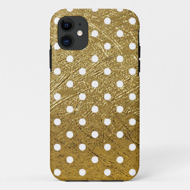 white polka dots pattern on golden Case-Mate iPhone case (Back)