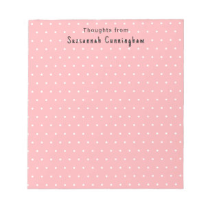 White Polka Dots Pattern On Pastel Pink Custom Notepad