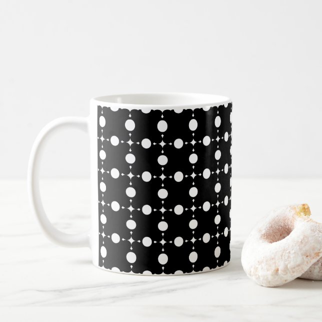 White Polka Dots, Polka Dot Pattern, Dots, Dotted Coffee Mug (With Donut)
