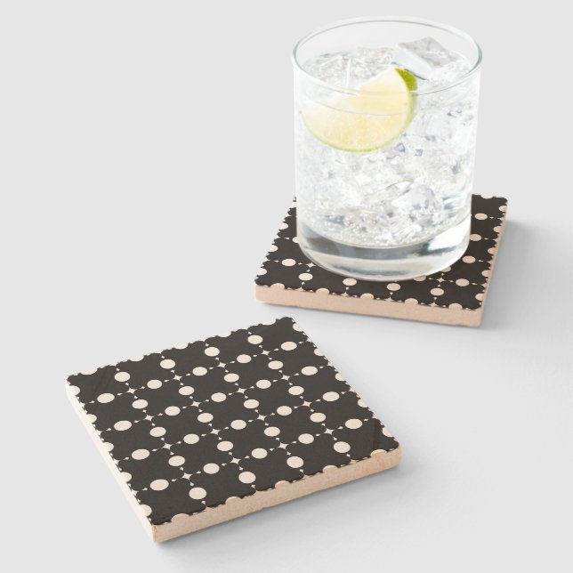 White Polka Dots, Polka Dot Pattern, Dots, Dotted Stone Coaster (Side)