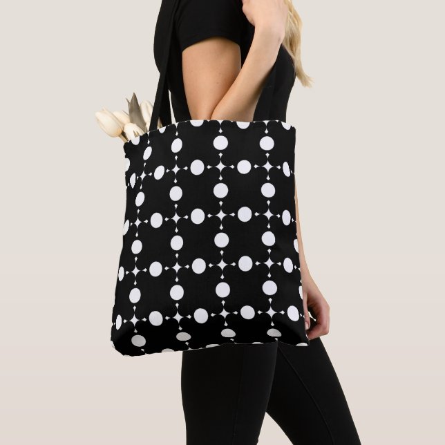 White Polka Dots, Polka Dot Pattern, Dots, Dotted Tote Bag (Close Up)