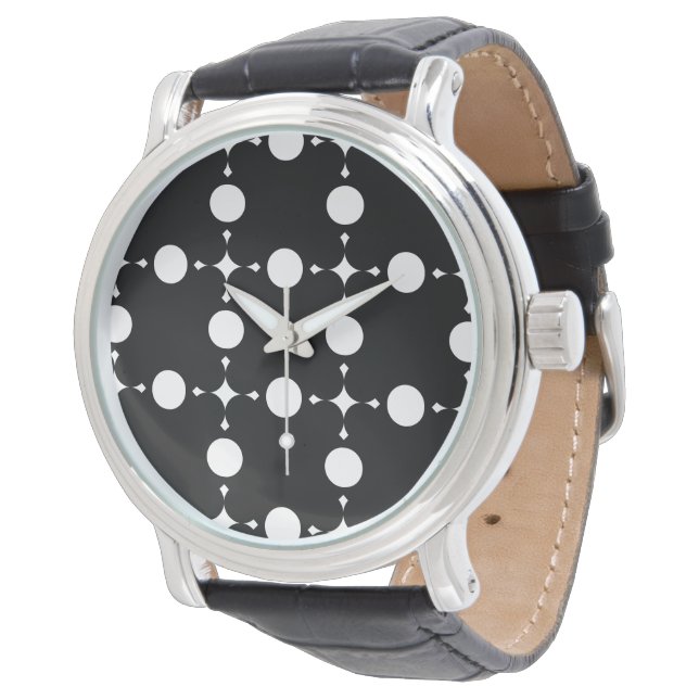 White Polka Dots, Polka Dot Pattern, Dots, Dotted Watch (Angled)