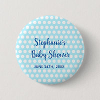 White Polka Dots Teal Blue Girl Boy Baby Shower