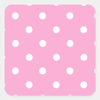 White Polka Dots with Pink Background Square Sticker