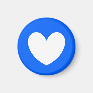 White polka hearts on blue magnet