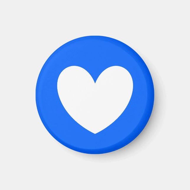 White polka hearts on blue magnet (Front)
