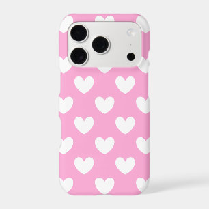 White polka hearts on Cotton Candy Pink