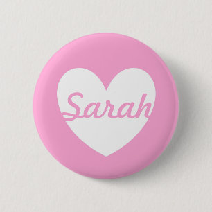 White polka hearts on Cotton Candy Pink 6 Cm Round Badge