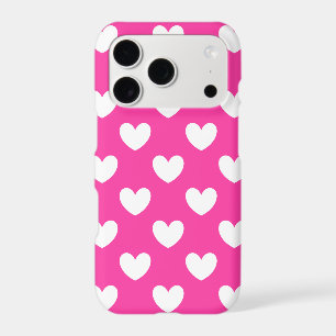 White polka hearts on fuchsia pink