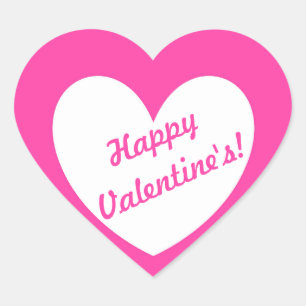 White polka hearts on fuchsia pink heart sticker